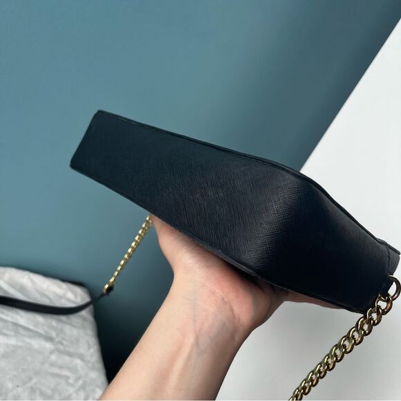 MICHAEL KORS Black Leather Saffiano Camera Bag Crossbody Chain Jet Set - Picture 9 of 9